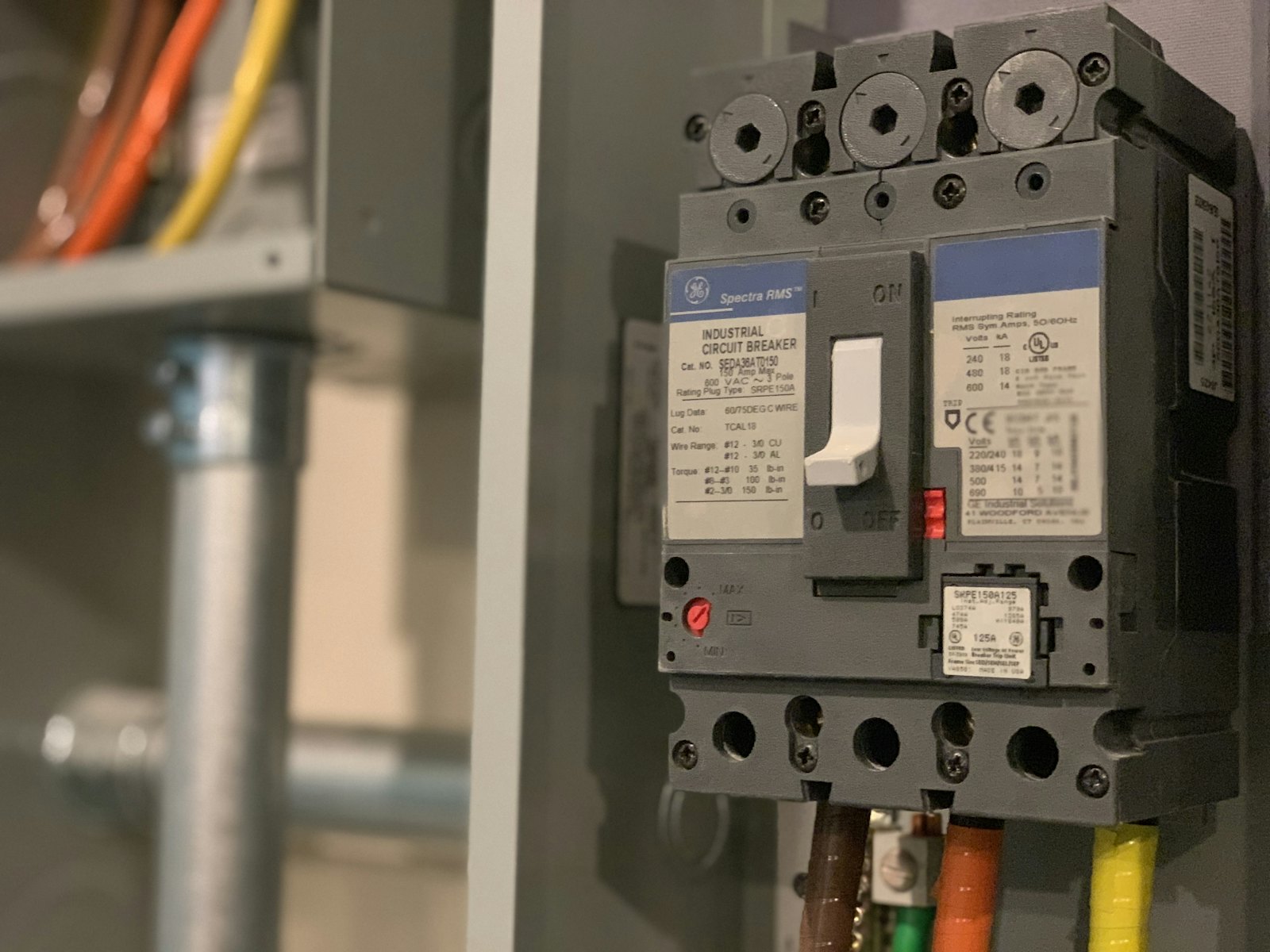 Electrical switchgear in a power room
